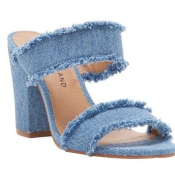 Lucky Brand Denim Frayed Mule Heels - Picture 2 of 12